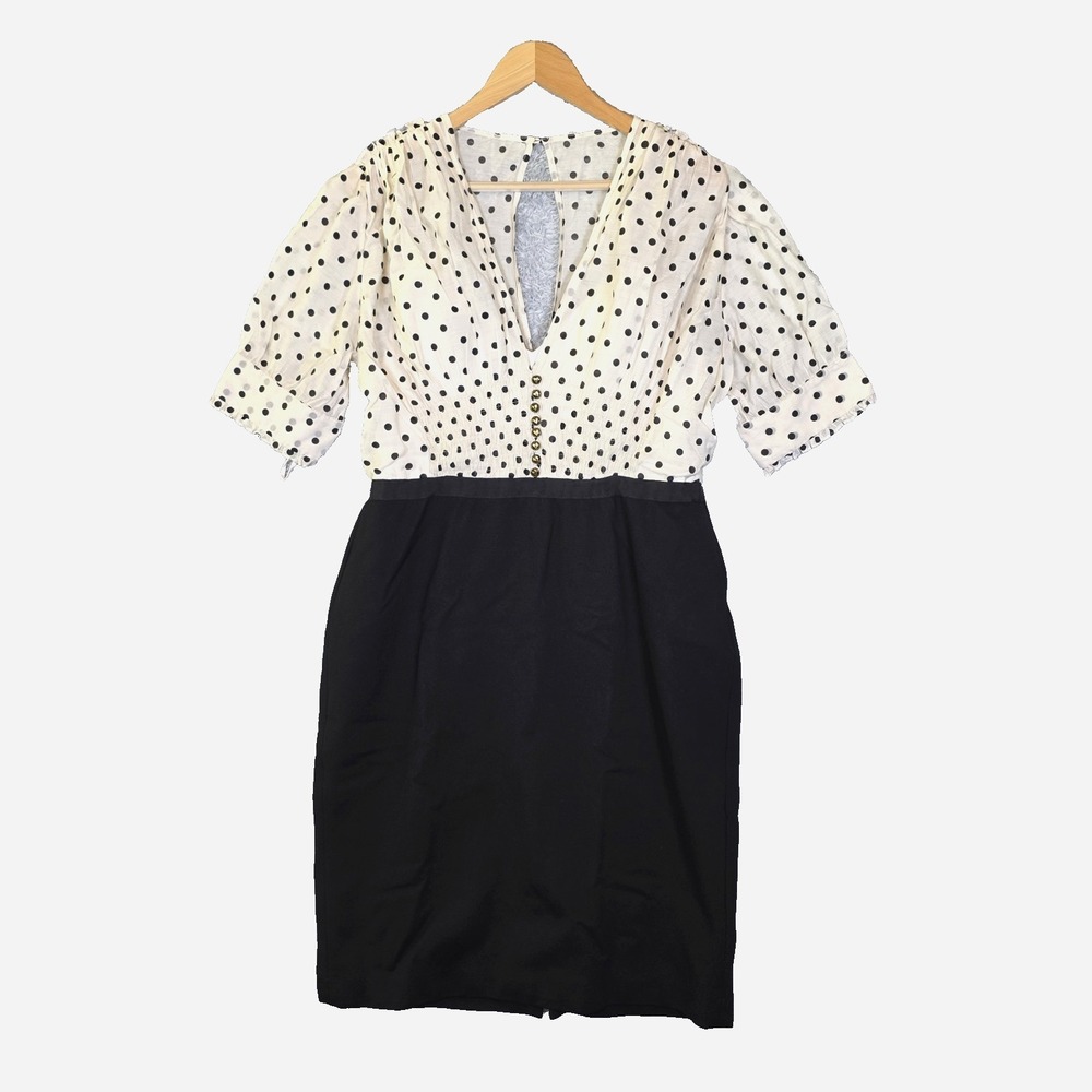 Catherine Deane Polka Dot Dress US 16 Black White Retro Rockabilly Pencil $495